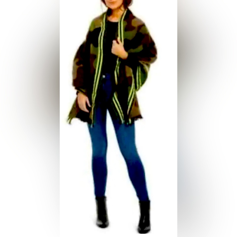 DKNY CAMO Camouflage & STRIPED Printed Rectangular OVERSIZED BLANKET Scarf - Picture 2 of 3